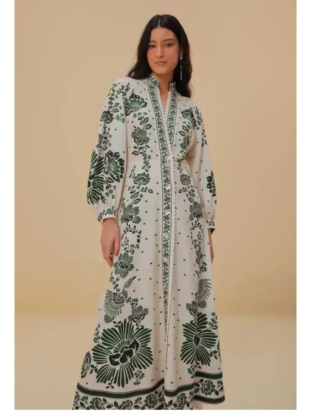 Farm Rio Forest Soul Off-White Maxi Dress